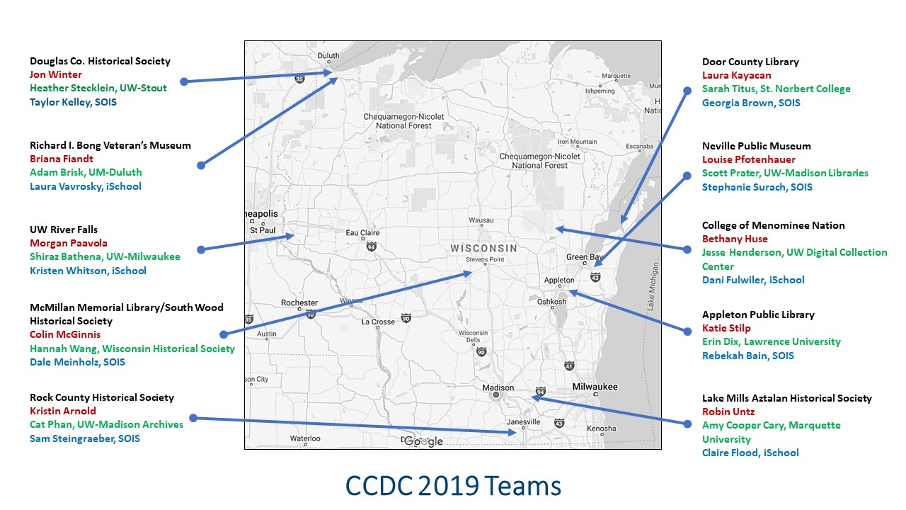 Map of Curating Community Digital Collections project locations