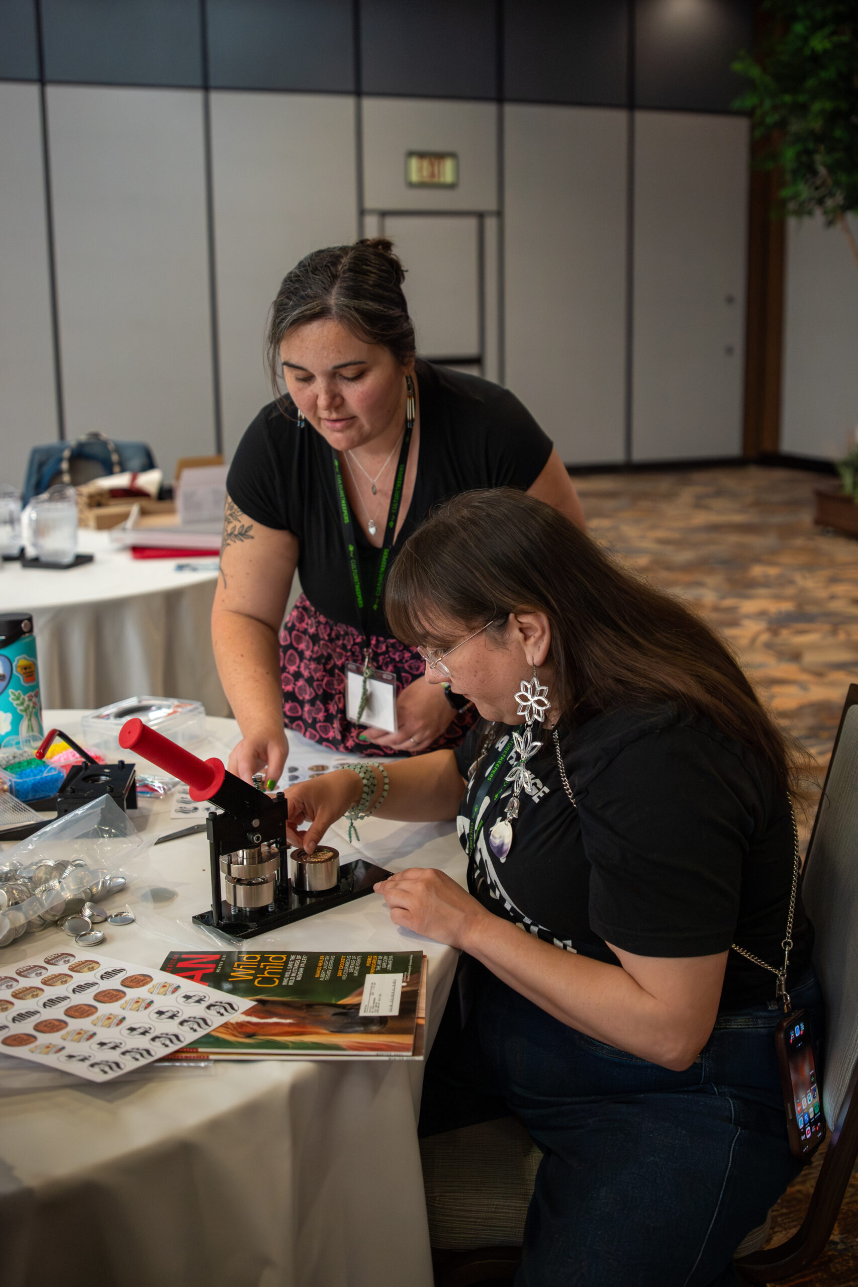 Cassy Leeport and Monique Tyndall exploring makerspace activities.