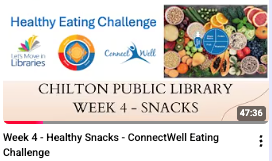 A screenshot from a recording of a health eating challenge video on snacks